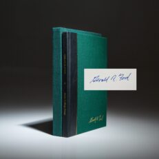 Deluxe limited edition of The War Powers Resolution: A Constitutional Crisis, signed by President Gerald R. Ford and limited to 50 copies.