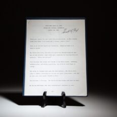 A copy of President Gerald R. Ford's address to the Republican National Convention, August 20th, 1992, signed on the front cover.