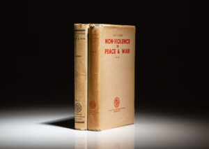 Non-Violence in Peace & War by Mahatma K. Gandhi, the third edition of Volume I and first edition of Volume II, both volumes in scarce dust jackets.