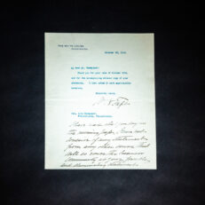 Personalized letter from William Howard Taft, President of the United States, thanking political supporter, vice presidential contender and Philadelphia merchant Mr. John Wanamaker.
