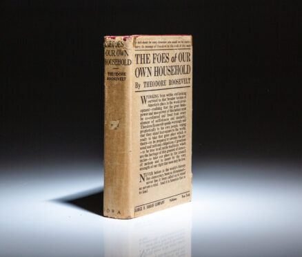 First edition, third issue of The Foes of Our Own Household by Theodore Roosevelt, in the scarce dust jacket.