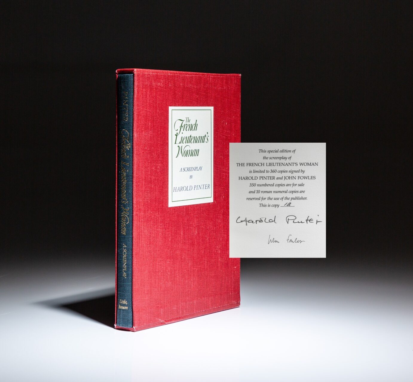 Deluxe limited edition of The French Lieutenant's Woman, signed by Harold Pinter and John Fowles.