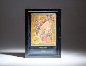 American Fire Company: A Sectional Picture Toy by Milton Bradley & Co., illustrated wooden box cover mounted in shadow box frame.
