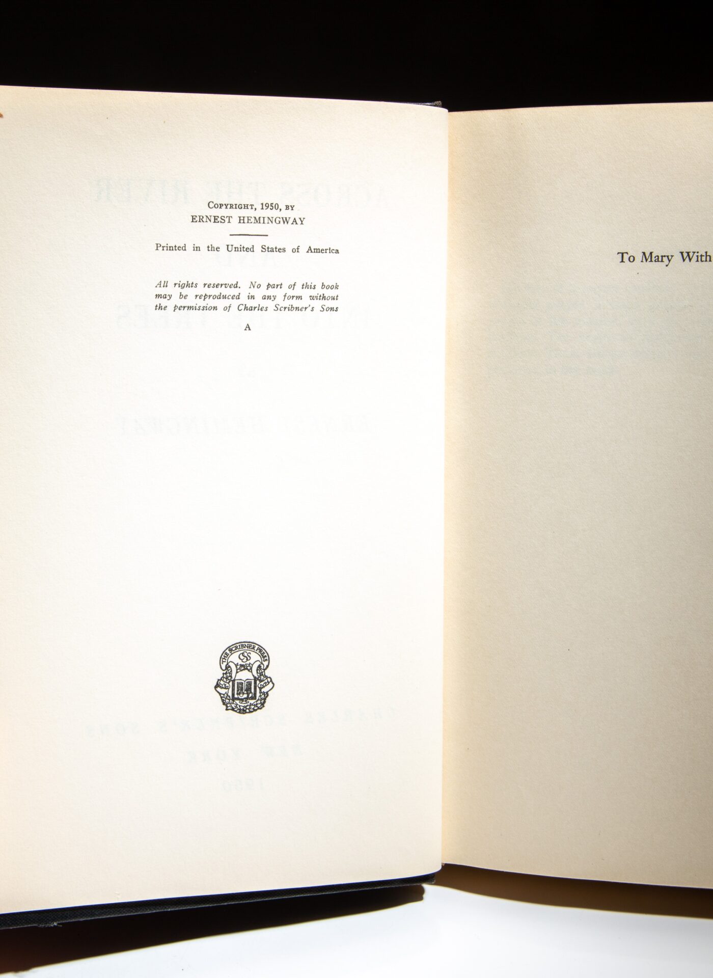 Across The River And Into The Trees The First Edition Rare Books Across The River And Into The Trees The First Edition Rare Books