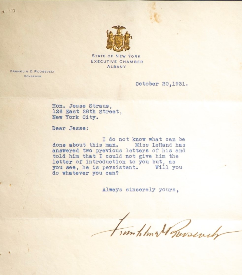 Letter from New York Governor Franklin D. Roosevelt - Image 2