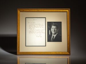 Handwritten letter from Ronald Reagan on personal letterhead.