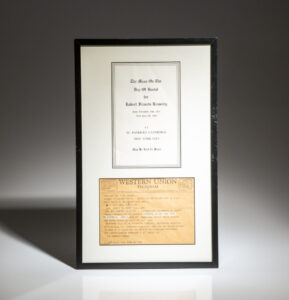 Funeral mass program and Western Union telegram invitation to the funeral of Robert F. Kennedy, sent to the Assistant Attorney General after Kennedy's assassination in June 1968.