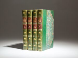 First edition, first impression of A History of the English-Speaking Peoples by Winston S. Churchill, bound in three-quarter green morocco.