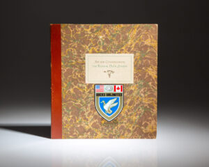 Signed limited edition of Art for Conservation: The Federal Duck Stamps by Jene C. Gilmore, with a unique inscription and duck stamp collection laid-in.