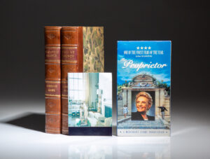 Two volumes of The Roman History by Dr. Goldsmith, published 1797, rebound for use on set of the 1996 Merchant Ivory film "The Proprietor."
