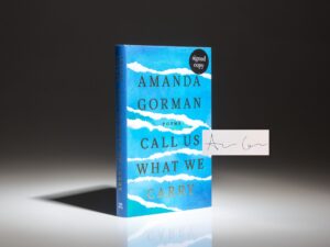 First U.K. edition of Call Us What We Carry, signed on a bookplate by author Amanda Gorman.