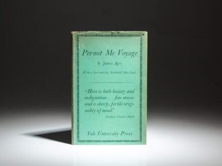 The first edition of Permit Me Voyage, in the publisher's dust jacket, with laid-in "Review Slip" from the publisher. This is James Agee's first book.