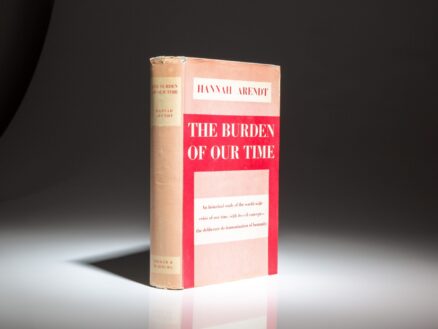 The first English edition of The Burden Of Our Time by Hannah Arendt, published simultaneously in the United States with the title The Origins of Totalitarianism in 1951.