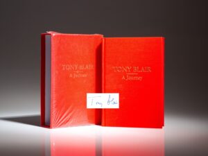 The deluxe limited edition of A Journey, signed by British Prime Minister Tony Blair.