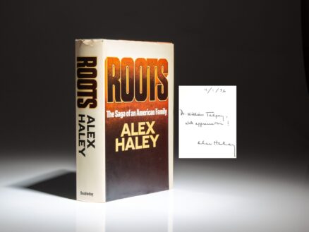 First edition, first printing of Roots: The Saga of an American Family, inscribed by Alex Haley.