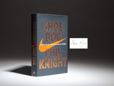 The signed first edition, first printing of Shoe Dog: A Memoir by the Creator of Nike, Phil Knight.