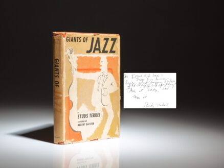 The first edition, first printing of Giants of Jazz, signed by Studs Terkel.