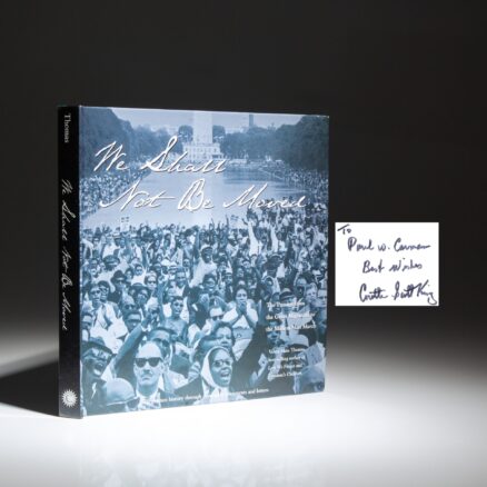 Signed by Coretta Scott King, the first edition of We Shall Not Be Moved by Velma Maia Thomas. This is the only known example signed by Coretta Scott King.