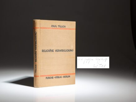 Signed first edition of Religiöse Verwirklichung [Religious Realization] by Paul Tillich.
