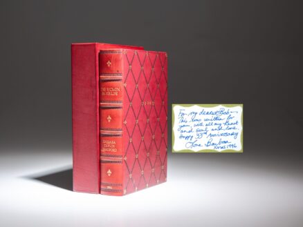 Signed first edition of The Women in His Life by Barbara Taylor Bradford, inscribed on a bookplate to her husband, Robert.