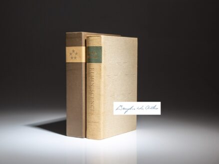 The signed limited edition of Reminiscences by General Douglas MacArthur, in the publisher's original shipping crate.