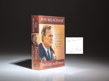 The first edition of Destiny and Power by Jon Meacham, with a signed bookplate by President George H.W. Bush.