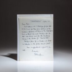 Handwritten letter from Fleet Admiral Chester W. Nimitz on July 10, 1964, thanking a member of his family for photographs and tickets to a theatre production of "Kiss Me Kate."