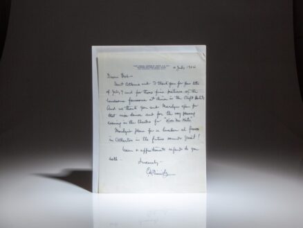 Handwritten letter from Fleet Admiral Chester W. Nimitz on July 10, 1964, thanking a member of his family for photographs and tickets to a theatre production of "Kiss Me Kate."