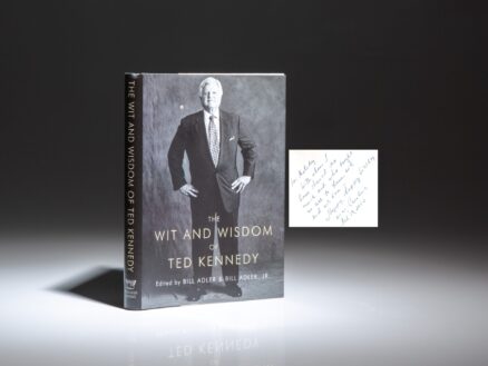 The first edition of The Wit and Wisdom of Ted Kennedy, inscribed by his niece, Caroline Kennedy.