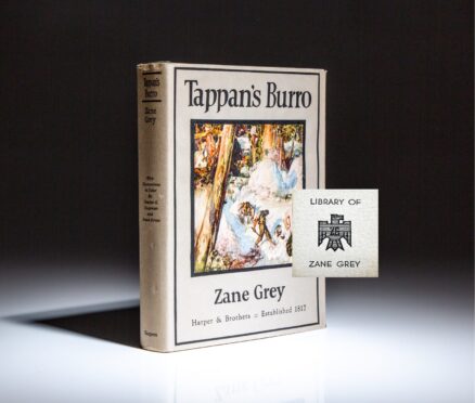 From the author's personal library, first edition of Tappan's Burro by Zane Grey.
