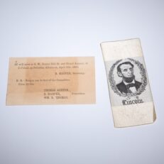 Lincoln Mourning Ribbon for the Funeral of Abraham Lincoln, while laying in state in Philadelphia on April 22, 1865.