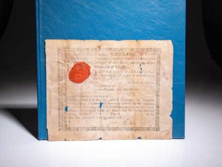 Land Office Treasury Warrant for Revolutionary War officer, George Rodgers Clark, the "Conqueror of the Northwest," granting him 560 acres in the Northwest Territory in January of 1790. This is Warrant No. 2718.