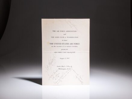 The Program for the Fortieth Birthday of the United States Air Force held in Washington, D.C., on August 1, 1947. The program is signed by Gen. Jimmy Doolittle and Gen. Carl Spaatz.