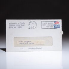 Signed letter from Mother Teresa regarding the Yugoslav Wars in 1993. Typed letter on Mission of Charity stationery to the Catholic Worker House of Detroit, Michigan.