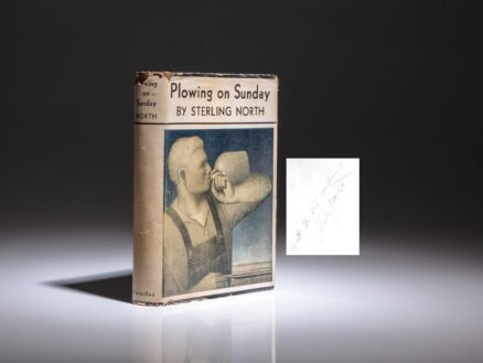Signed first edition of Plowing on Sunday by Sterling North, in the rare dust jacket.