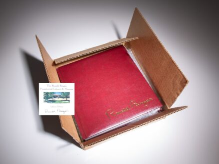 The first edition of Ronald Reagan: An American Hero, signed by President Ronald Reagan. Purchased at the Reagan Library.