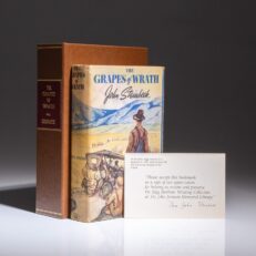 First edition, first printing of The Grapes of Wrath by John Steinbeck, in the publisher's first state dust jacket.