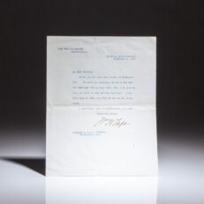 Letter from President William H. Taft regarding a recent injury, during the 1912 presidential campaign. President Taft noted that "...a few more days of rest, and I'll be out on the links again."