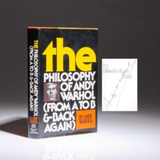 The Philosophy of Andy Warhol, signed by the author, with Pea Soup illustration on half title.