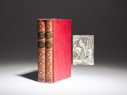 Uniformly bound in red morocco, an early edition of Alice's Adventures in Wonderland and Through the Looking-Glass by Lewis Carroll.