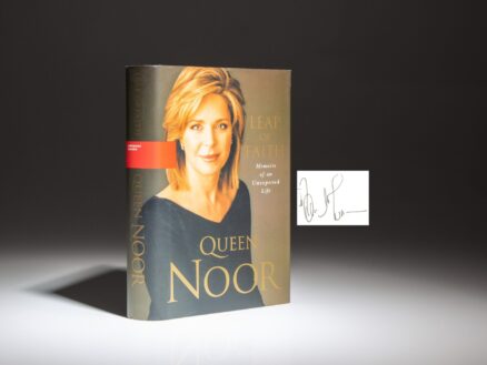 Signed first edition, early printing of Leap of Faith: Memoirs of an Unexpected Life by Queen Noor of Jordan.