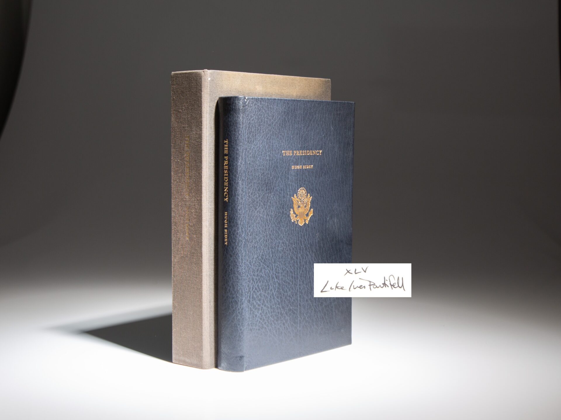 The deluxe limited edition of The Presidency from The Thornwillow Press, signed by the author, Hugh Sidey.