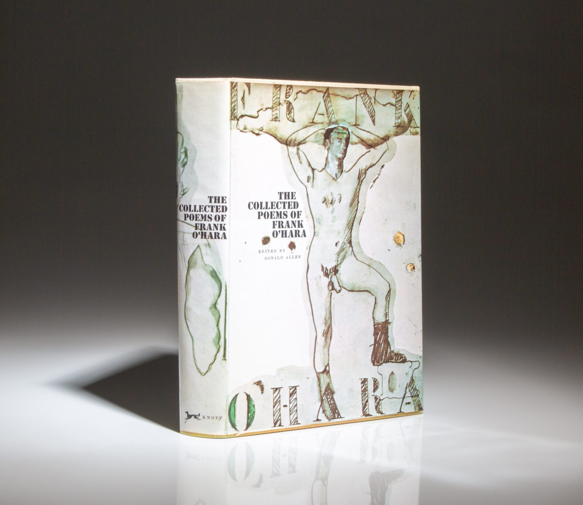 The first edition of The Collected Poems of Frank O'Hara, with the suppressed first state dust jacket by Larry Rivers.