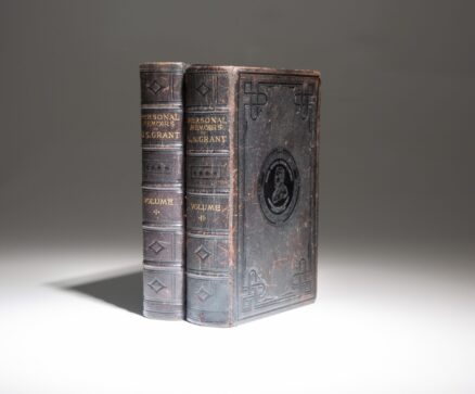The first edition of the Personal Memoirs of U.S. Grant, in the publisher's deluxe black morocco binding.