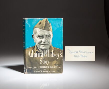 First edition of Admiral Halsey's Story, signed by Admiral Bull Halsey on the half-title.