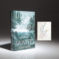 Signed first edition of Lincoln in the Bardo by George Saunders, with a unique illustration by the author.