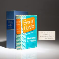 First edition, first printing of Sea of Cortez by John Steinbeck and Edward F. Ricketts, inscribed to fellow oceanographer Ivan Sanderson.