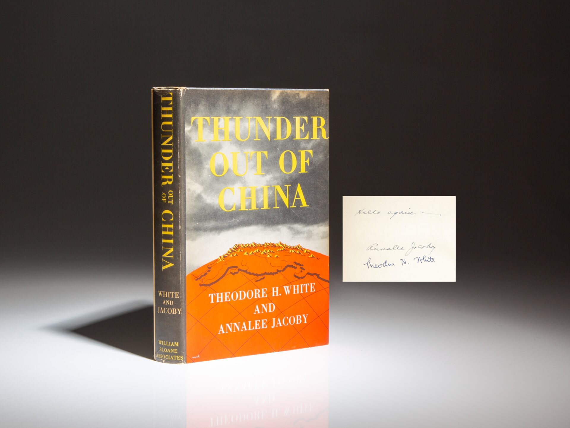 The first edition of Thunder Out Of China, signed by Theodore H. White and Annalee Jacoby, the first book from Theodore H. White.