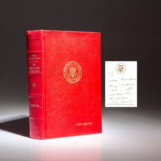 Presentation copy of The Americans: The Democratic Experience by Daniel J. Boorstin, a Christmas gift from President George H.W. Bush in 1990 to White House Social Secretary, Laurie Firestone.