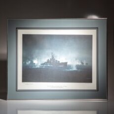 The limited edition of "The Little Beavers at the Battle of Cape St. George," signed by Admiral Arleigh Burke and the artist, R.G. Smith.